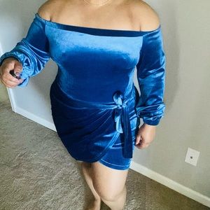 Blue Velvet Mini Dress (M)